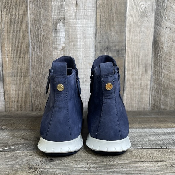 Womens Cole Haan ZeroGrand Double Zip Blue Nubuck WP Ankle Boots Size 8.5 B EUC - Picture 4 of 8